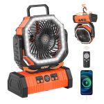 Ventilador (Naranja y Negro) Recargable 20000 mAh
