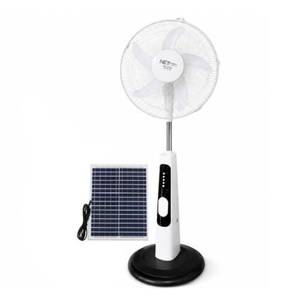 Ventilador NETCOM Recargable de Pedestal 16" (Panel Solar Incluido)